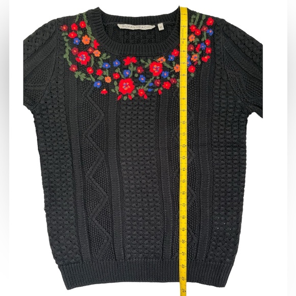 NWOT • Black Knit Sweater with Front Floral Detail - Picture 8 of 12